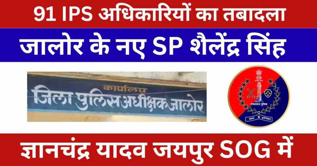 Rajasthan IPS transfer list GyanChandra Yadav transferred to Jaipur SOG, Shailendra Singh appointed as Jalore SP